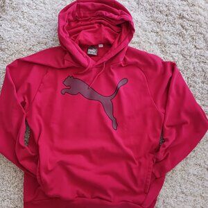 Puma Women's Red Hoodie Pullover Size Medium Kangaroo Pocket Sports Grunge READ